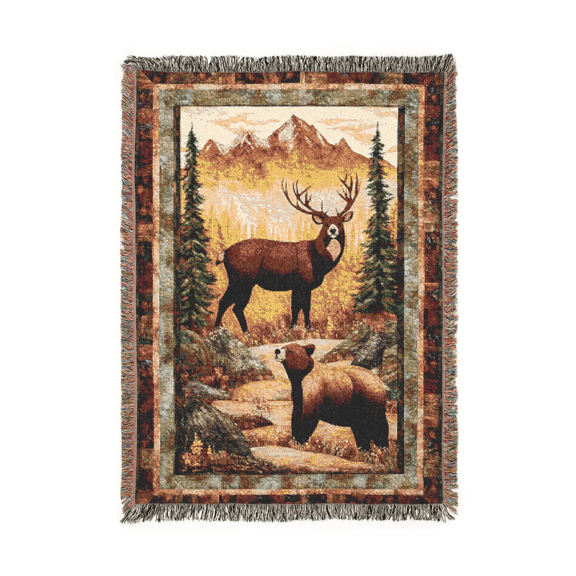 Wild Country Stag & Bear Woven Blanket