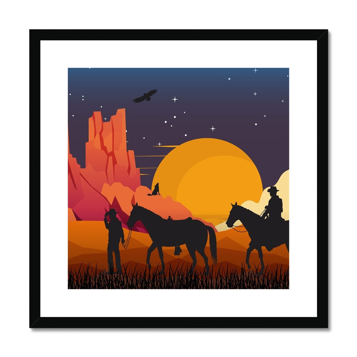 Country Night Scene Framed & Mounted Print