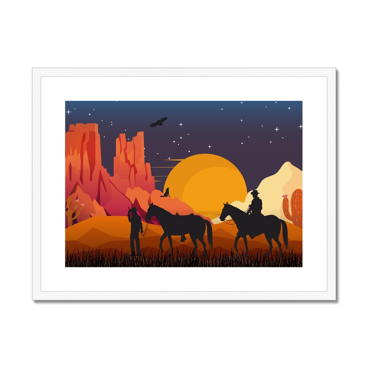 Country Night Scene Framed & Mounted Print