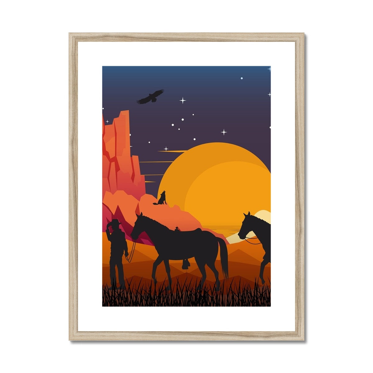 Country Night Scene Framed & Mounted Print