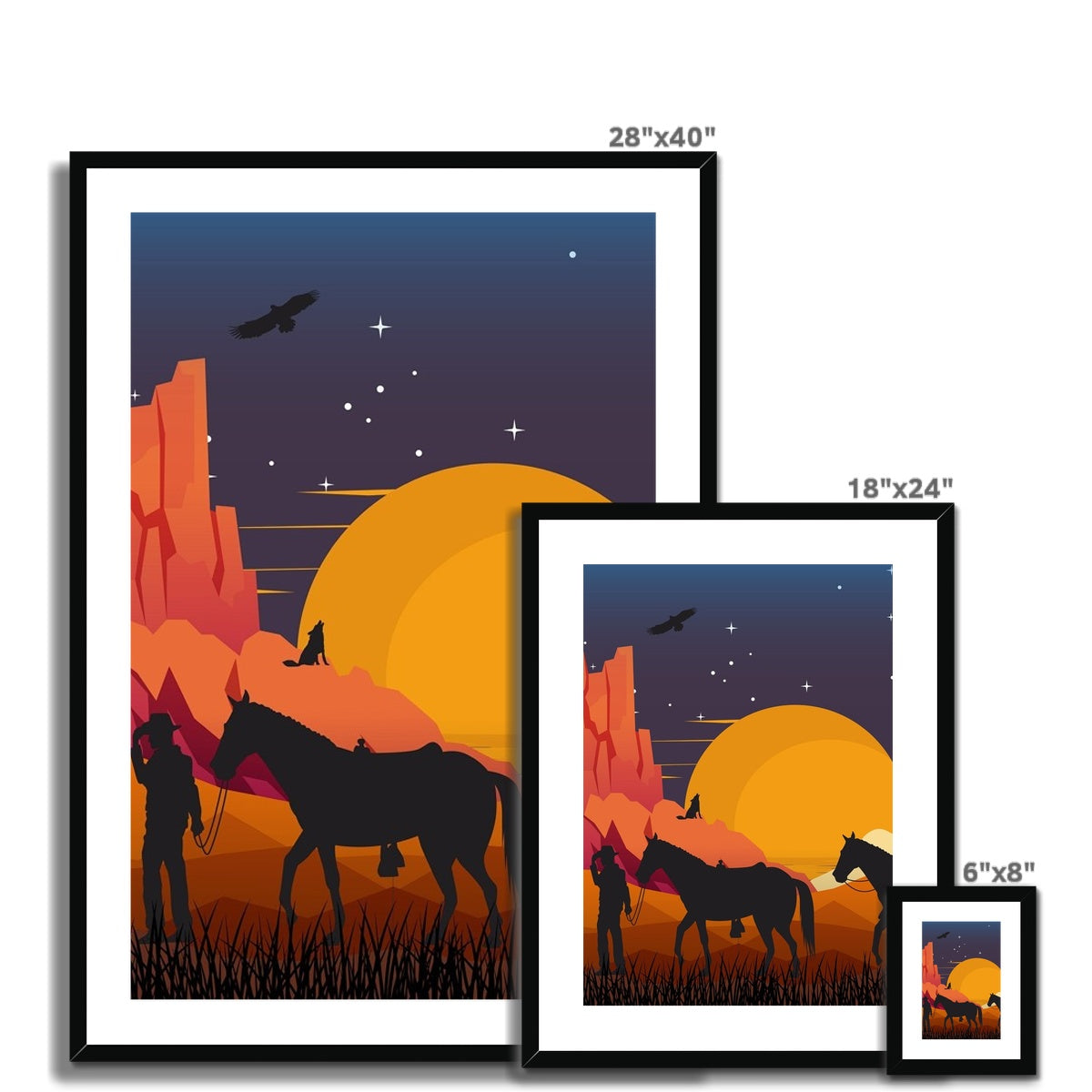 Country Night Scene Framed & Mounted Print