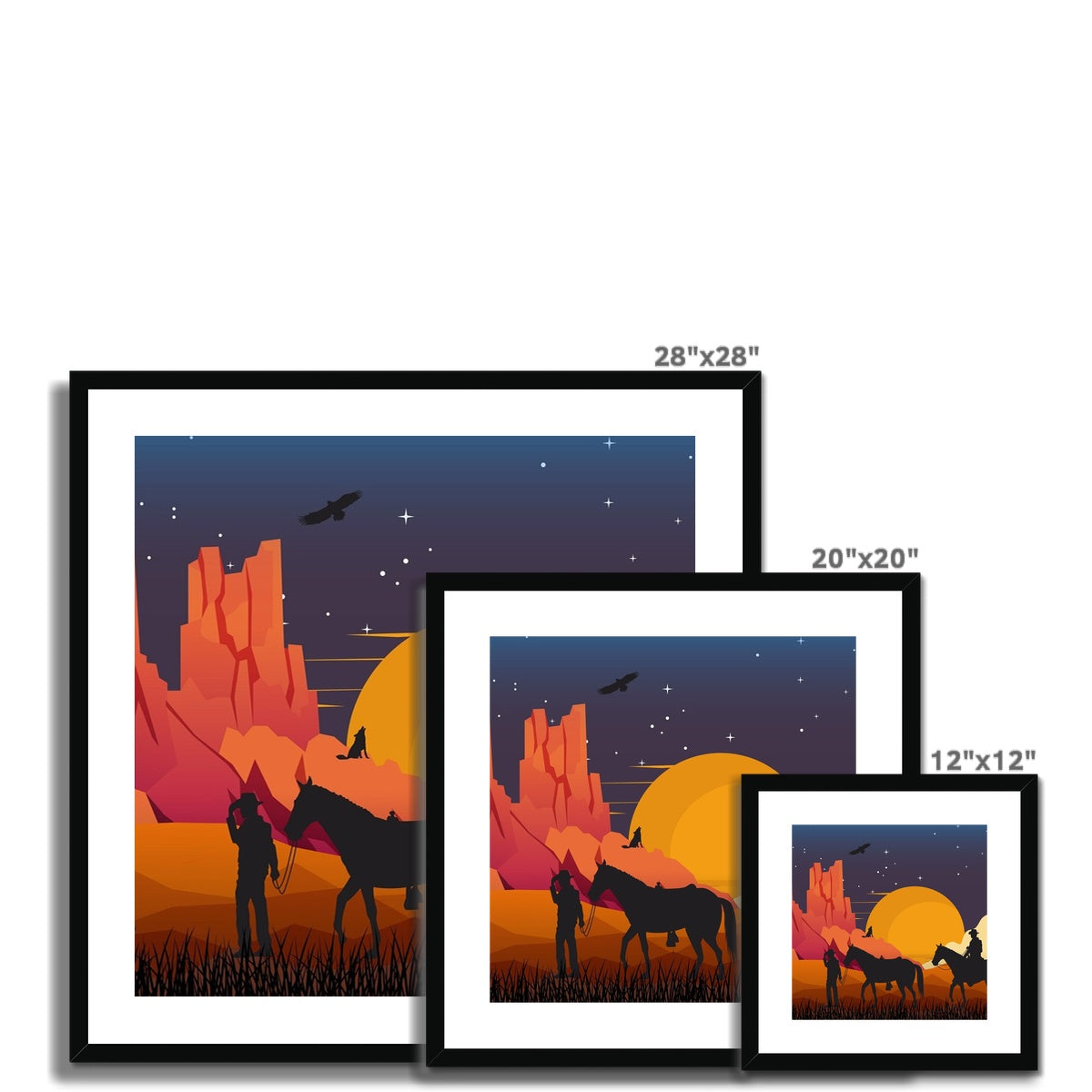 Country Night Scene Framed & Mounted Print