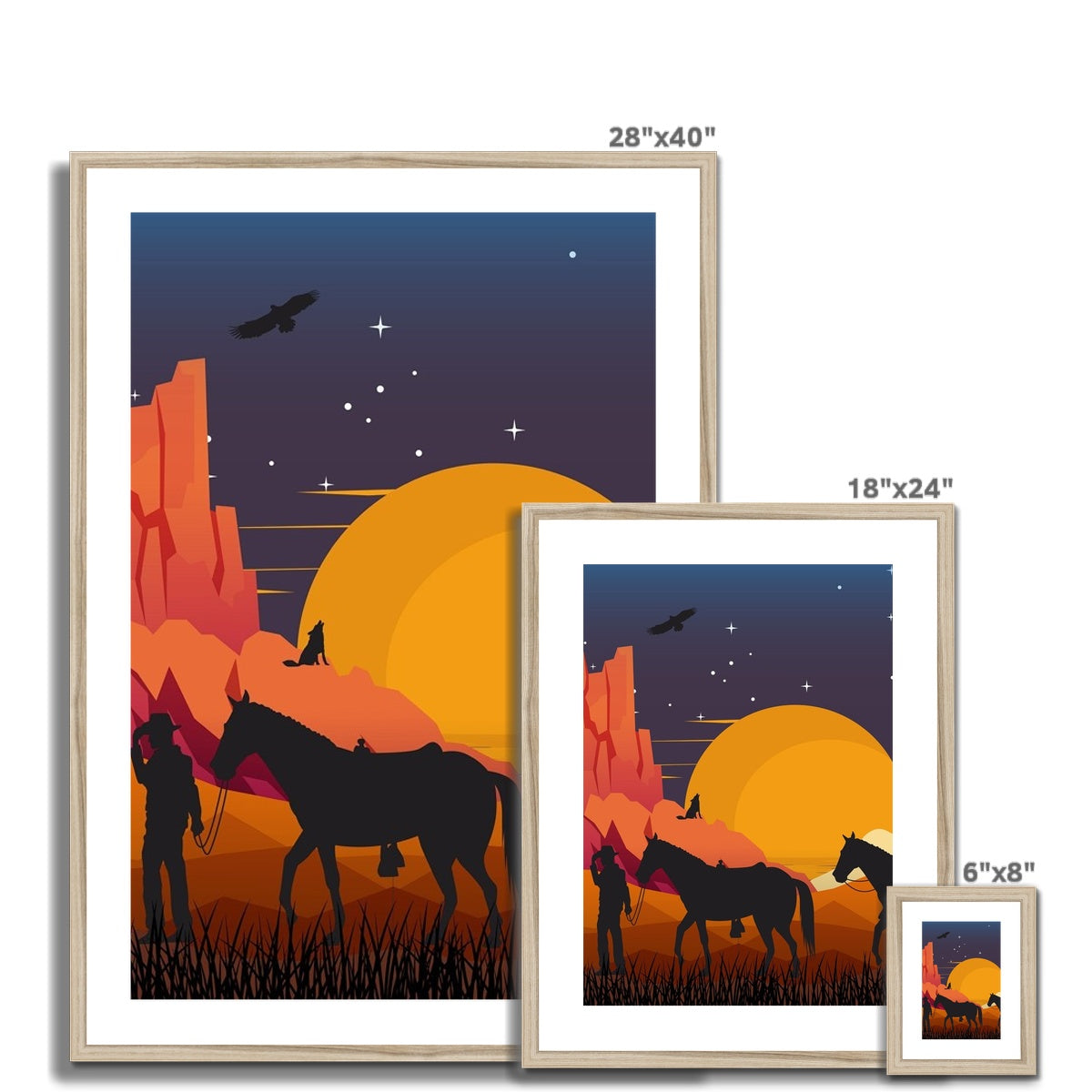 Country Night Scene Framed & Mounted Print
