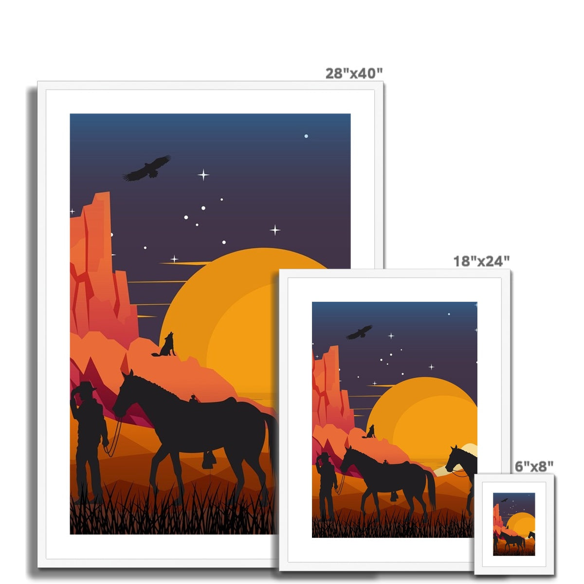 Country Night Scene Framed & Mounted Print