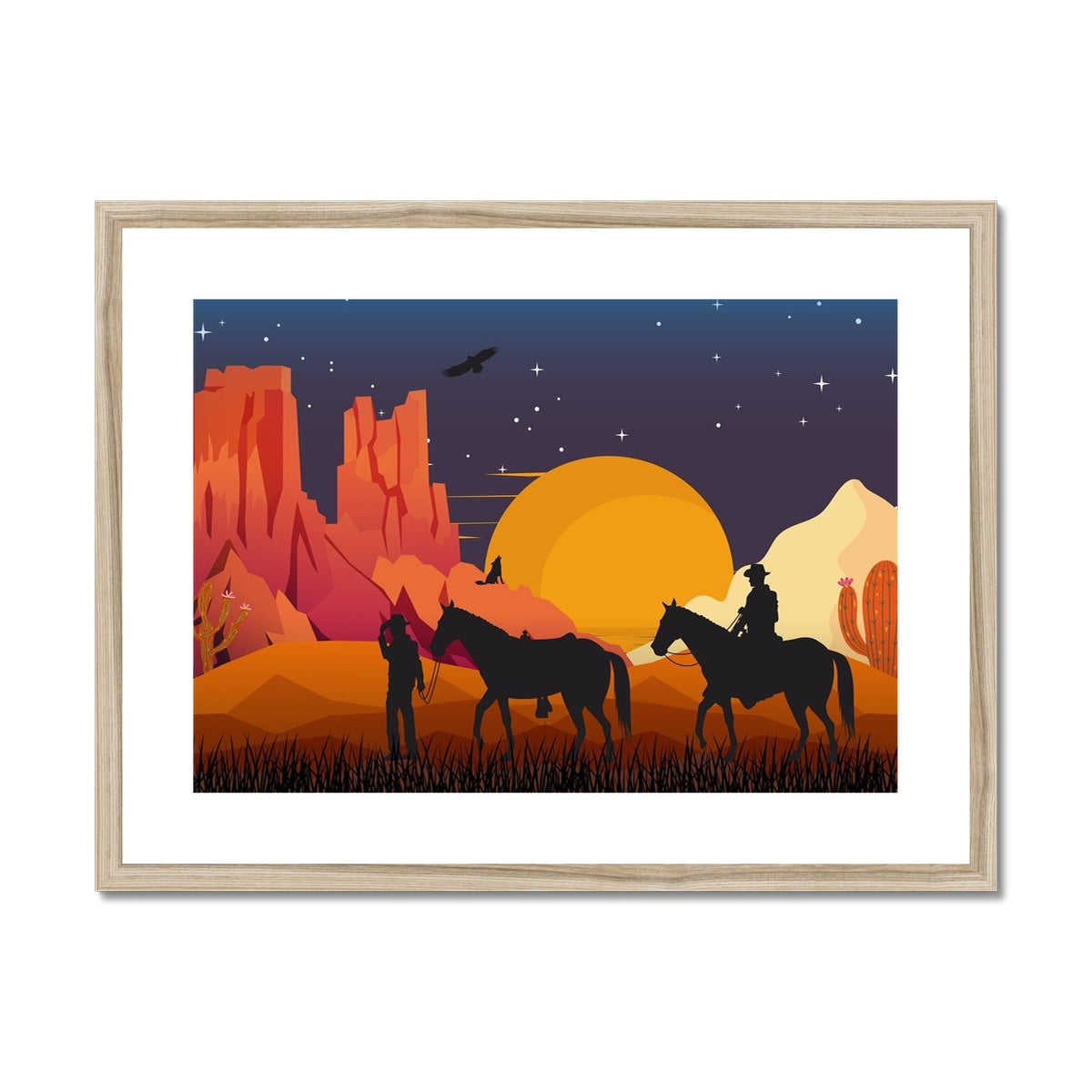 Country Night Scene Framed & Mounted Print