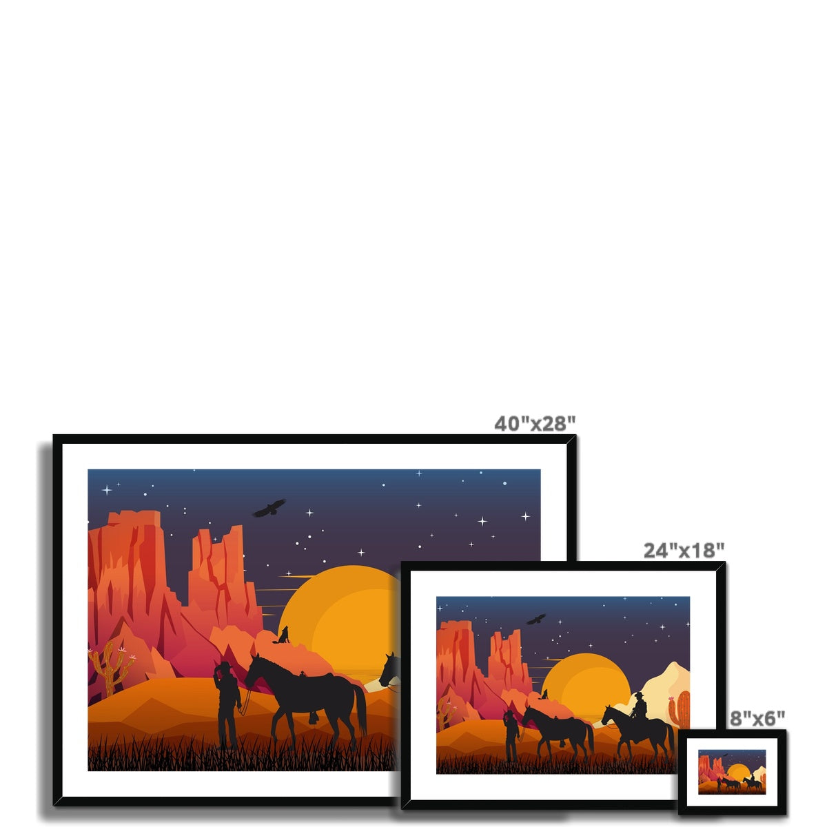 Country Night Scene Framed & Mounted Print