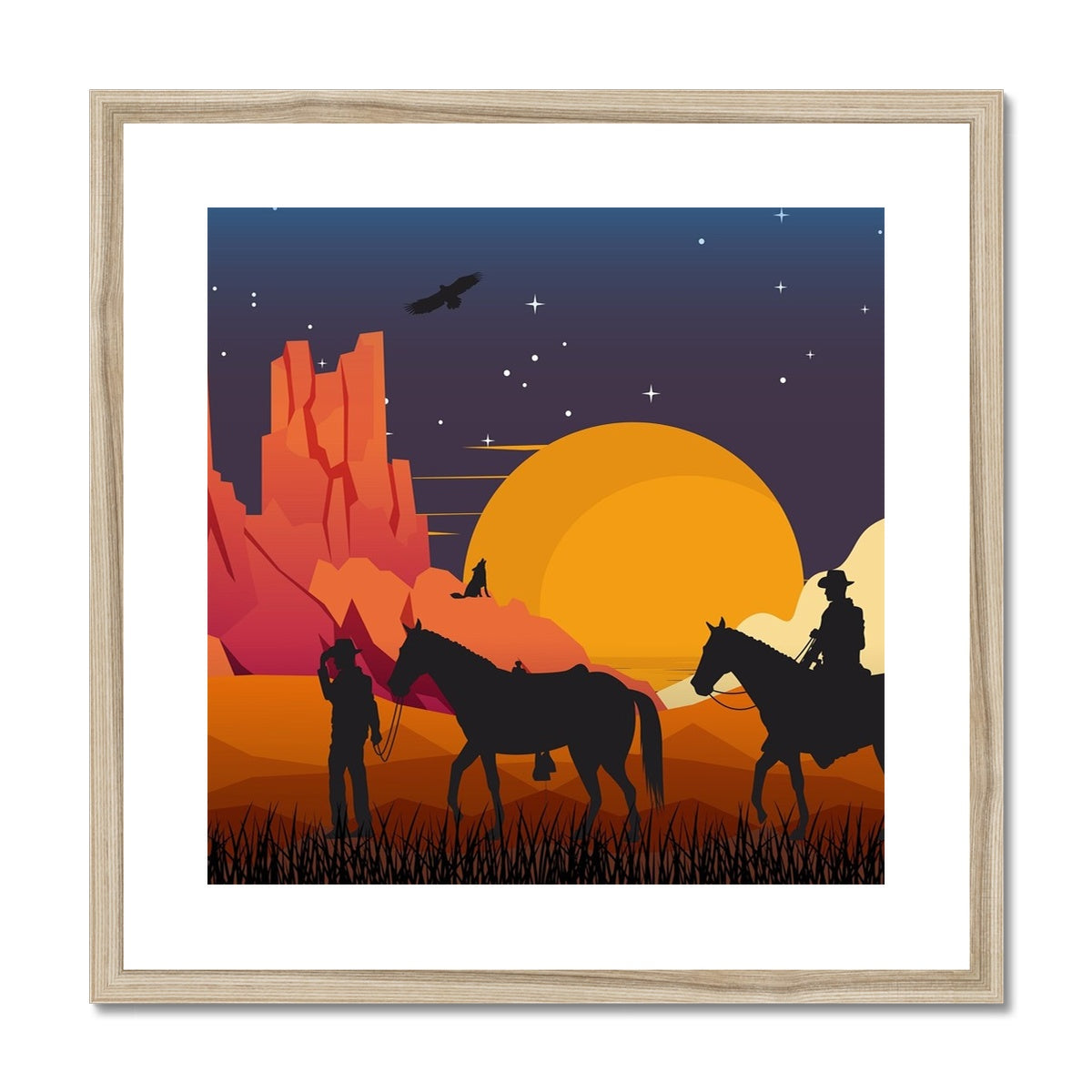 Country Night Scene Framed & Mounted Print
